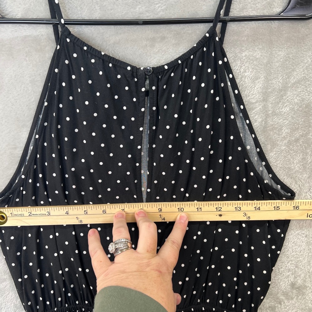 Old Navy Womens M Black Polka Dot Romper Pockets Retro Rockabilly Beach Pinup - Picture 7 of 11